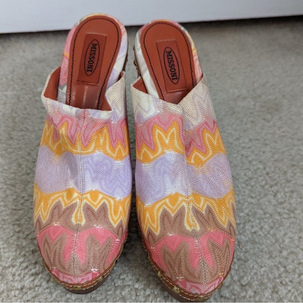 Missoni Slip On Platform Studded Wood Clog Heel